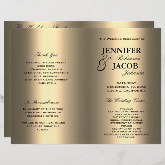 Programme de mariage | Soft Shiny Gold Look (Devant / Derrière)