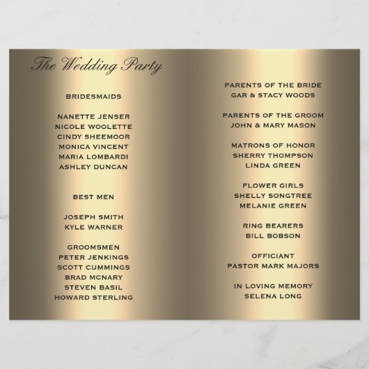 Programme de mariage | Soft Shiny Gold Look (Dos)