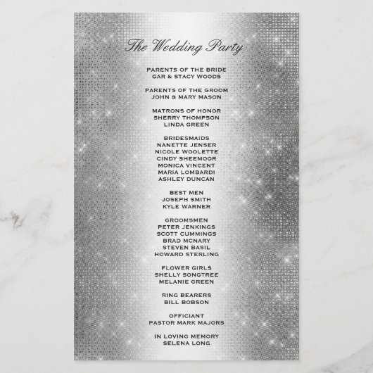 Programme de mariage | Soft Silver Parties scintil (Dos)