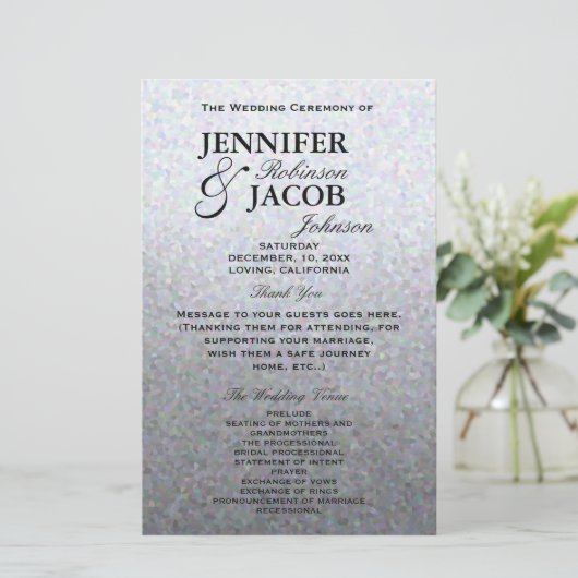 Programme de mariage | Soft Silver Parties scintil (Debout devant)