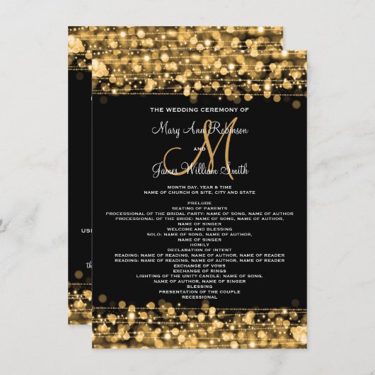 Programme de mariage Sparkles Gold (Devant / Derrière)