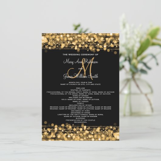 Programme de mariage Sparkles Gold (Debout devant)