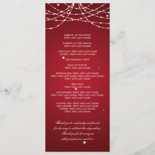 Programme de mariage Sparkling Chaîne rouge (Dos)