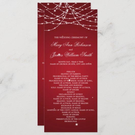 Programme de mariage Sparkling Chaîne rouge (Devant / Derrière)