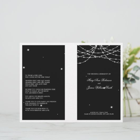 Programme de mariage Sparkling String noir (Debout devant)