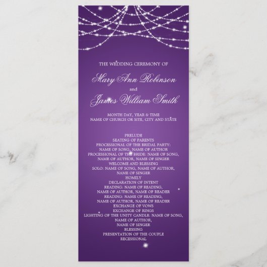 Programme de mariage Sparkling String violet (Devant)