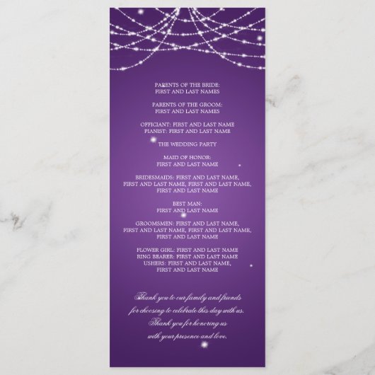 Programme de mariage Sparkling String violet (Dos)