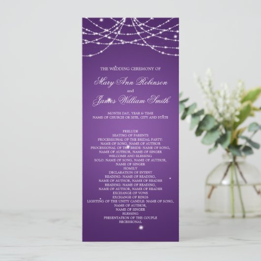 Programme de mariage Sparkling String violet (Debout devant)