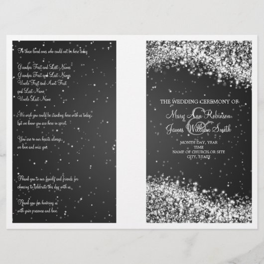 Programme de mariage Sparkling Wave Black (Devant)