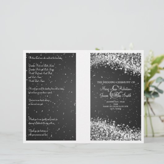 Programme de mariage Sparkling Wave Black (Debout devant)