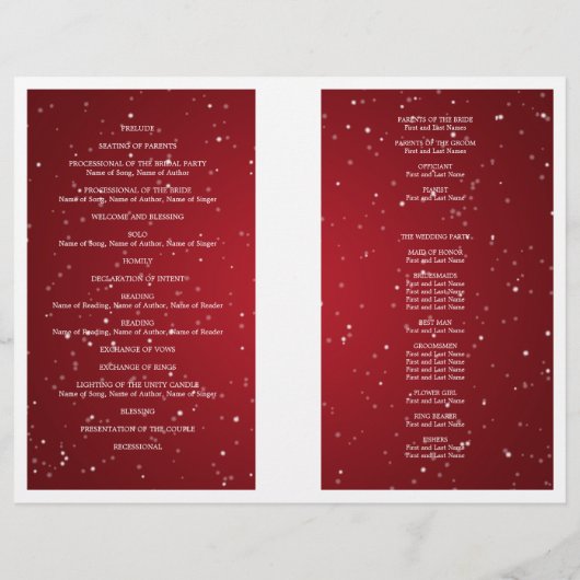 Programme de mariage Sparkling Wave Red (Dos)