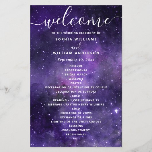 Programme de mariage spatial romantique | Galaxie  (Devant)