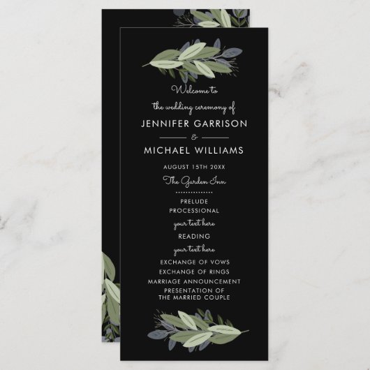 Programme de Mariage Sprigs de minuit (Devant / Derrière)