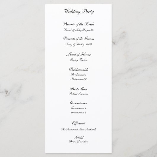 Programme de mariage Spring Trees 2 (Dos)