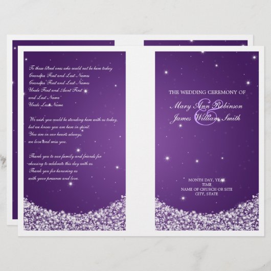 Programme de mariage Star Sparkle Purple (Devant / Derrière)
