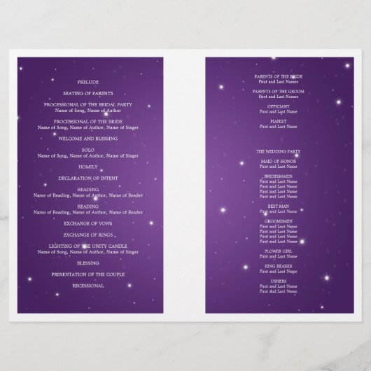Programme de mariage Star Sparkle Purple (Dos)