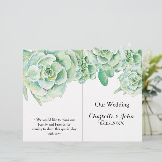 programme de mariage succulent aquarelle (Debout devant)