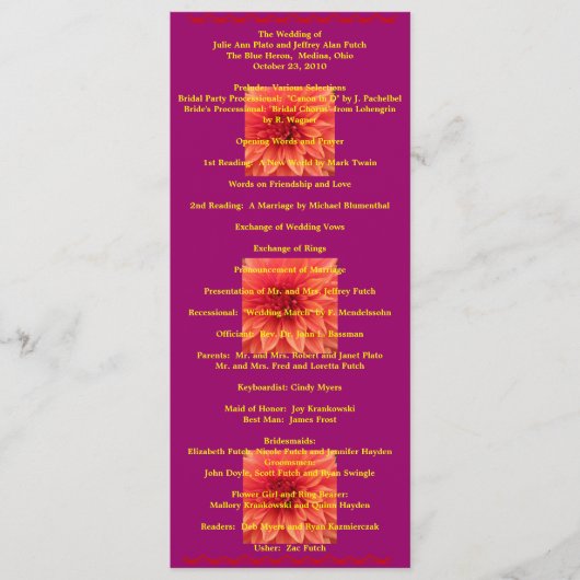 Programme de mariage super Cool (Devant)