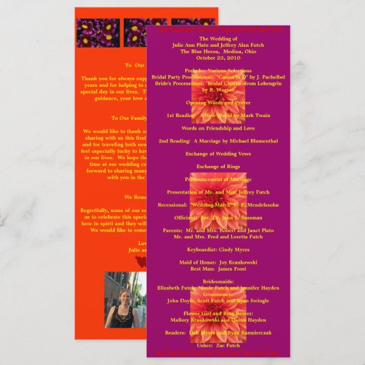 Programme de mariage super Cool (Devant / Derrière)