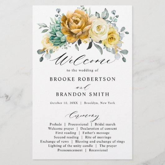 Programme de mariage sur la verdure de la sauge ja (Devant)