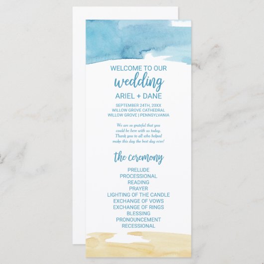 Programme de mariage sur le sable et la mer (Devant / Derrière)