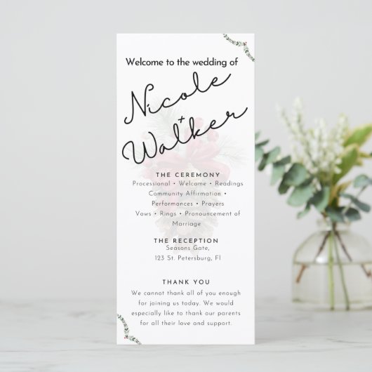 Programme de mariage sur le thème de Noël personna (Debout devant)