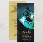Programme de mariage Teal Masquerade Invitation (Devant / Derrière)