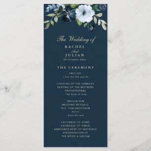 programme de mariage tendance marine bleu et or