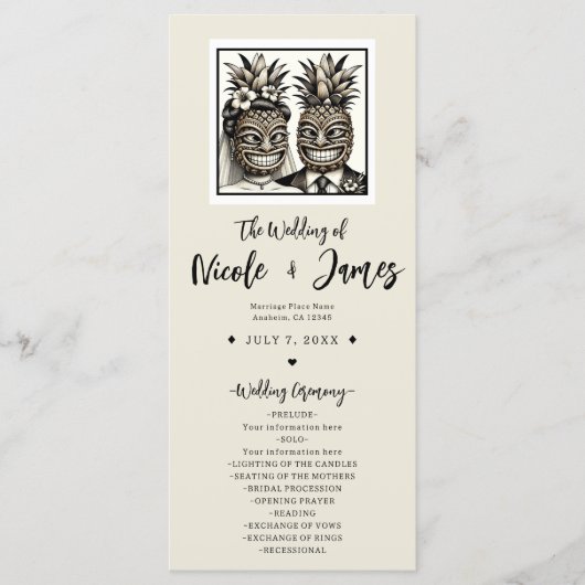Programme de mariage Tiki Ananas Bride & Groom Alo (Devant)
