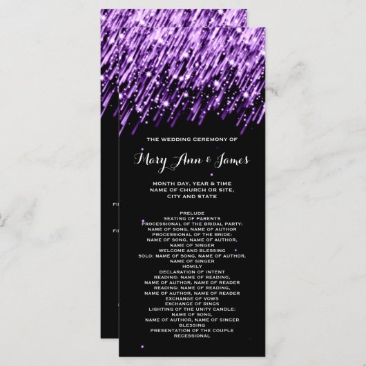 Programme de mariage Tombant étoiles violet (Devant / Derrière)