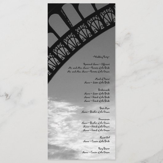 Programme de mariage Tour Eiffel (Dos)
