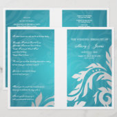 Programme de mariage Tourbillonnant Flourish Aqua (Devant / Derrière)