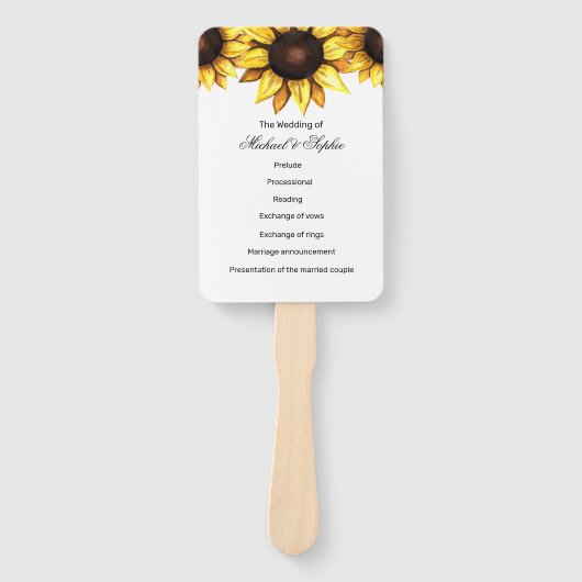 Programme de mariage tournesol Éventails floraux b (Devant)