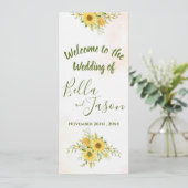 Programme de mariage Tournesol Jaune Aquarelle mig (Debout devant)