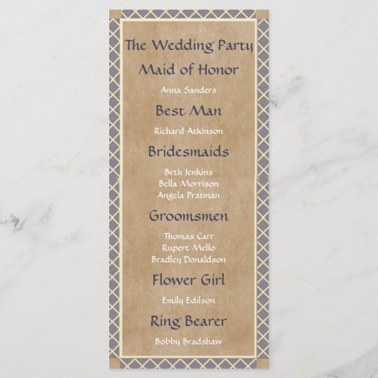 Programme de mariage traditionnel et carte de fête (Dos)