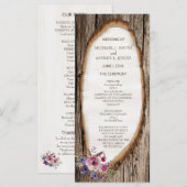 Programme de mariage Tranche d'arbre avec des fleu (Devant / Derrière)