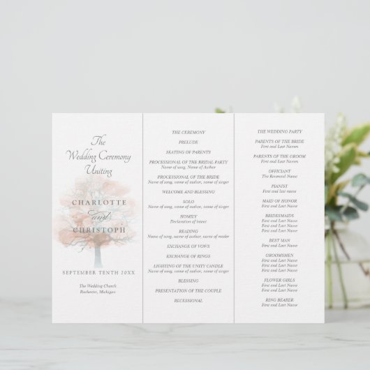 Programme de mariage Tri-Fold de Misty tree (Debout devant)