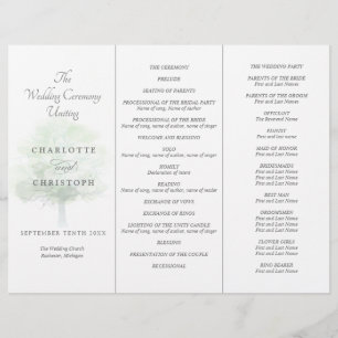 Programme de mariage Tri-Fold de Misty tree