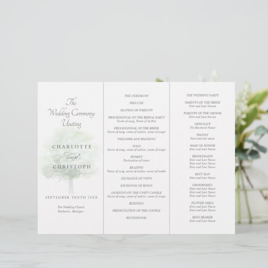 Programme de mariage Tri-Fold de Misty tree (Debout devant)
