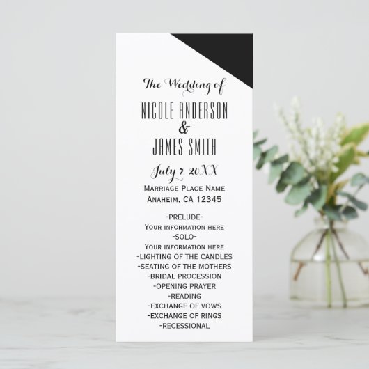 Programme de mariage triangle noir et blanc (Debout devant)