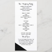 Programme de mariage triangulaire élégant noir et  (Dos)