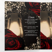 Programme de mariage trifolié aux roses rouges Lan (Intérieur en premier)