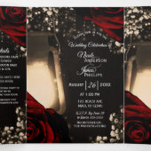 Programme de mariage trifolié aux roses rouges Lan (Intérieur au milieu)