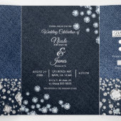 Programme de mariage trifolié Glam Bleu Denim & Di (Intérieur au milieu)