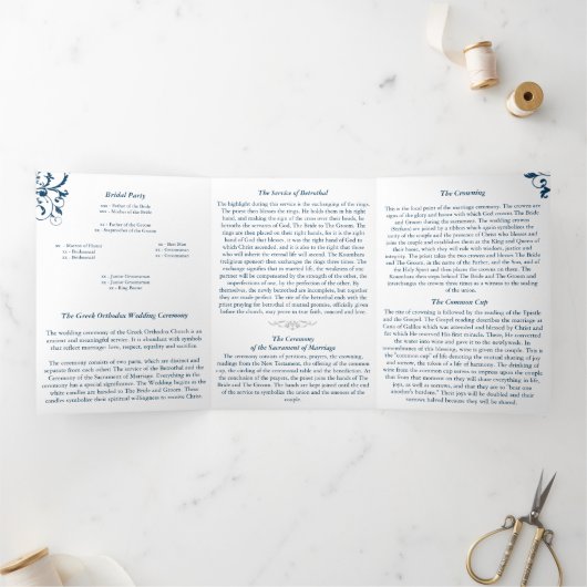 Programme de mariage trifolié orthodoxe grec (Intérieur)