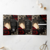 Programme de mariage triplé de roses rouges à lant (Intérieur)