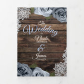 Programme de mariage triple pli en bois rustique b (Page de couverture)