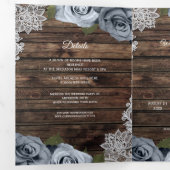 Programme de mariage triple pli en bois rustique b (Intérieur en premier)