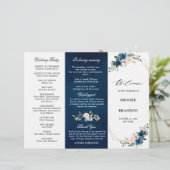 Programme de mariage triplé Rose bleu de la Marine (Debout devant)