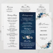 Programme de mariage triplé Rose bleu de la Marine (Devant / Derrière)